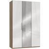 DREHTÜRENSCHRANK in Weiss, Eichefarben  - Chromfarben/Weiss, Modern, Glas/Holzwerkstoff (150/236/58cm) - MID.YOU