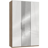 DREHTÜRENSCHRANK in Weiss, Eichefarben  - Chromfarben/Weiss, Modern, Glas/Holzwerkstoff (150/236/58cm) - MID.YOU