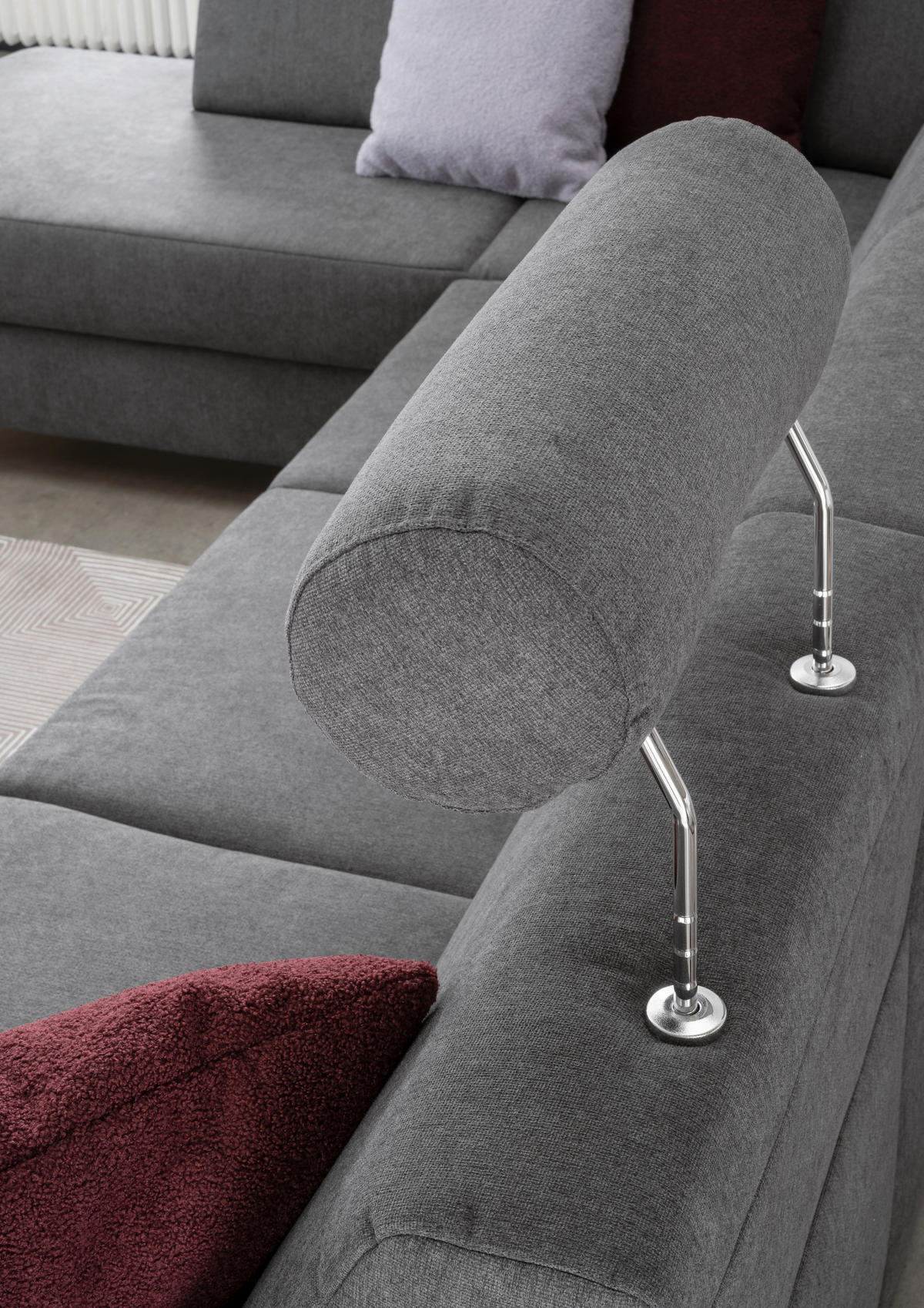 WOHNLANDSCHAFT in Webstoff Dunkelgrau  - Dunkelgrau/Schwarz, Design, Holz/Textil (165/296/198cm) - Xora