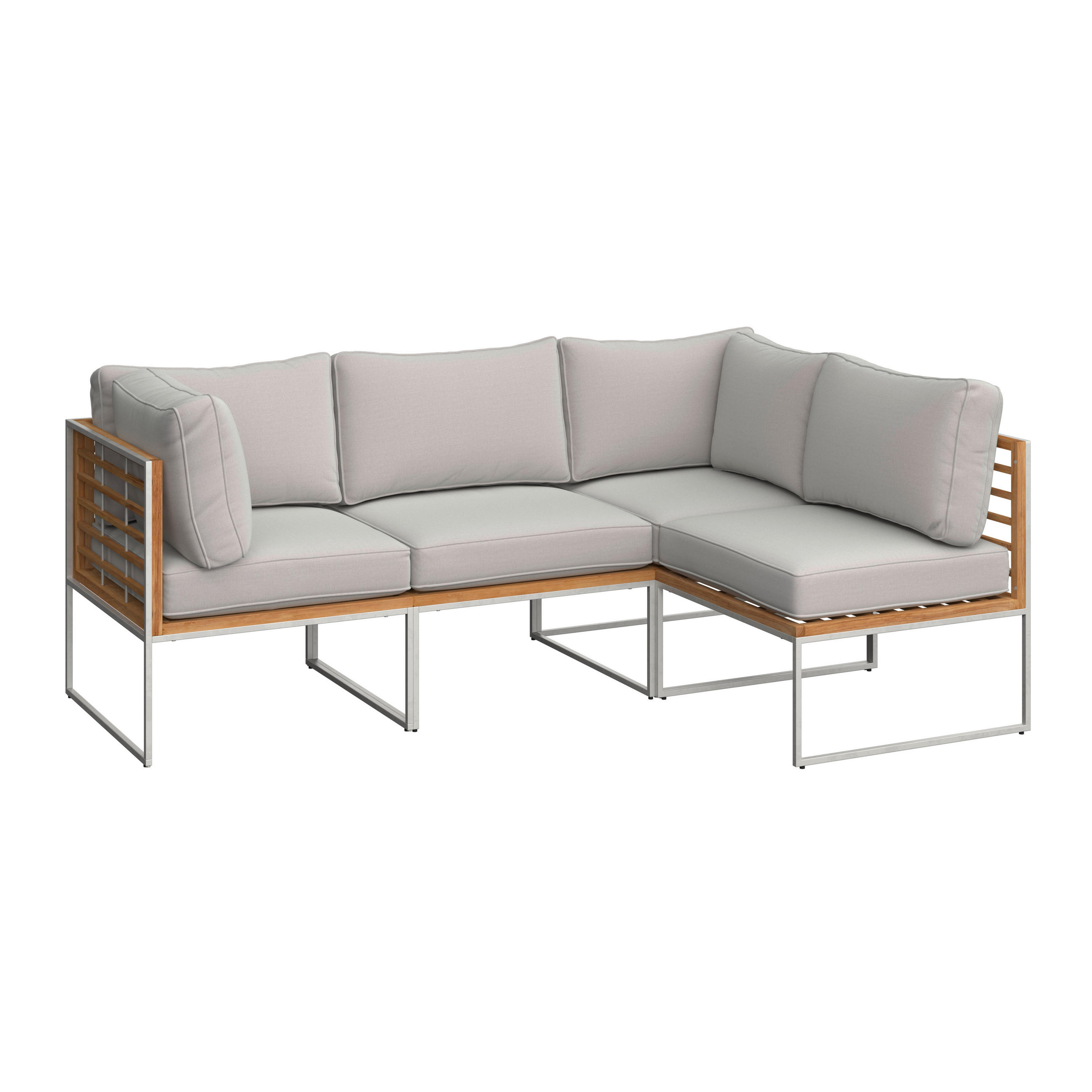 LOUNGEGARNITUR Edelstahl  - Edelstahlfarben/Hellgrau, MODERN, Textil/Metall - Ambia Garden