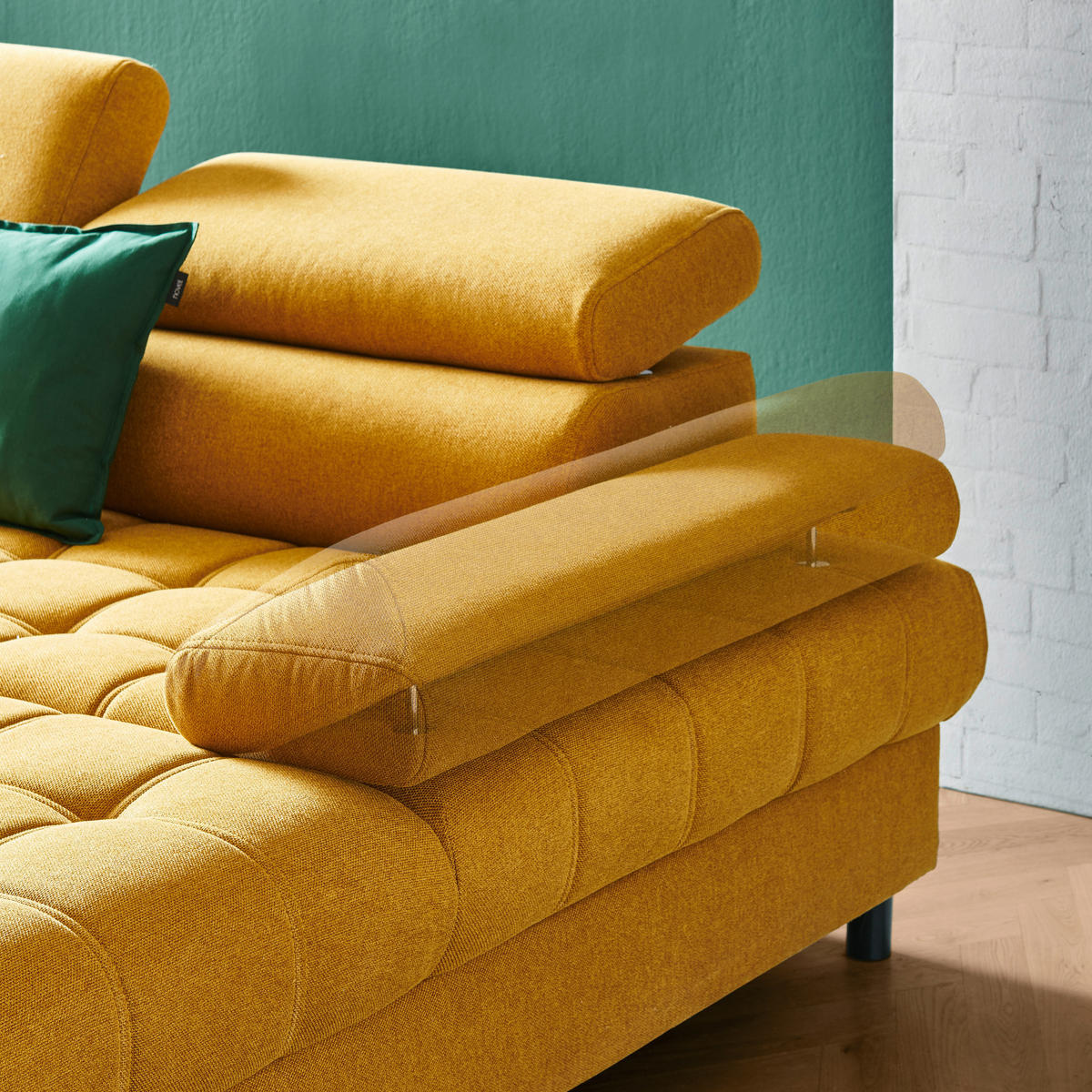 ECKSOFA in Webstoff Gelb  - Gelb/Schwarz, Design, Textil/Metall (173/270cm) - Welnova