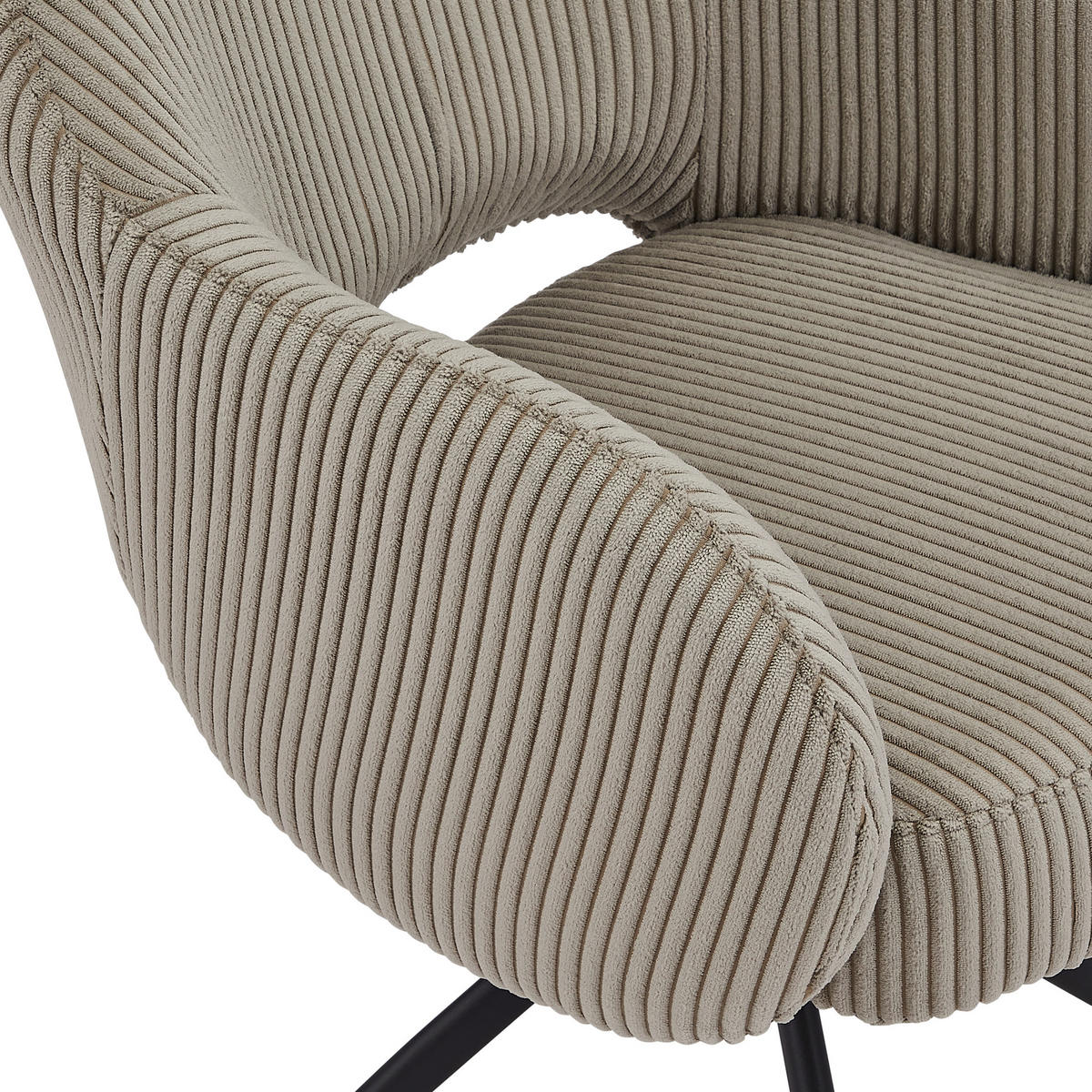 ARMLEHNSTUHL  in Cord  - Hellgrau/Schwarz, MODERN, Textil/Metall (58/84/60cm) - Livetastic