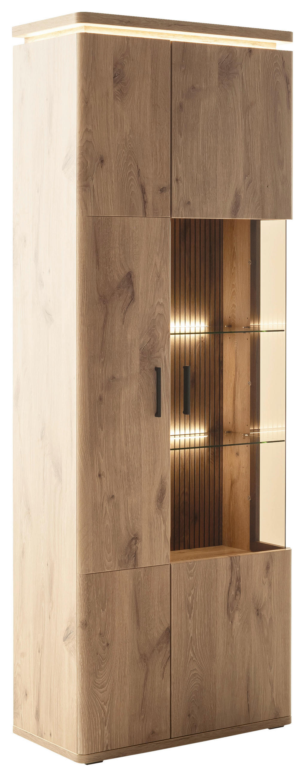 VITRINE  in Eichefarben  - Eichefarben/Anthrazit, KONVENTIONELL, Glas/Holzwerkstoff (75/208/38cm) - Cantus