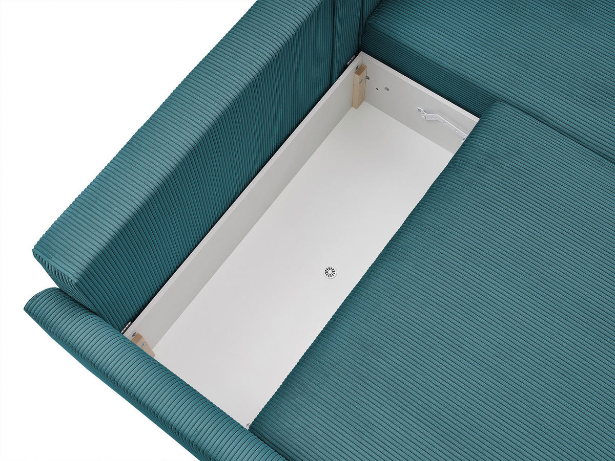 ECKSOFA MILOS Hellblau Cord Rückenkissen, Bettkasten, Schlaffunktion, Rücken echt  - Naturfarben/Hellblau, Design, Textil (224/148cm) - P & B