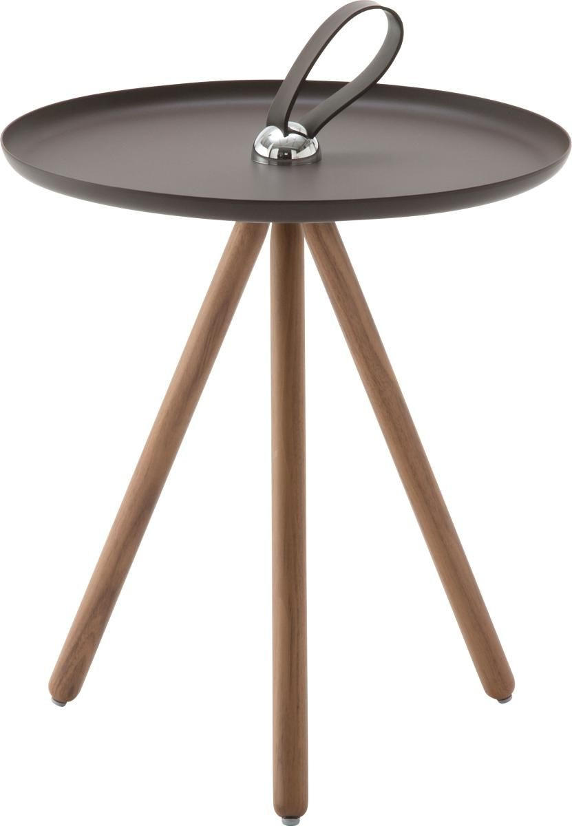 BEISTELLTISCH 40/40/45 cm Nussbaum massiv Braun, Nussbaumfarben rund  - Nussbaumfarben/Braun, Design, Holz/Metall (40/40/45cm) - Rolf Benz