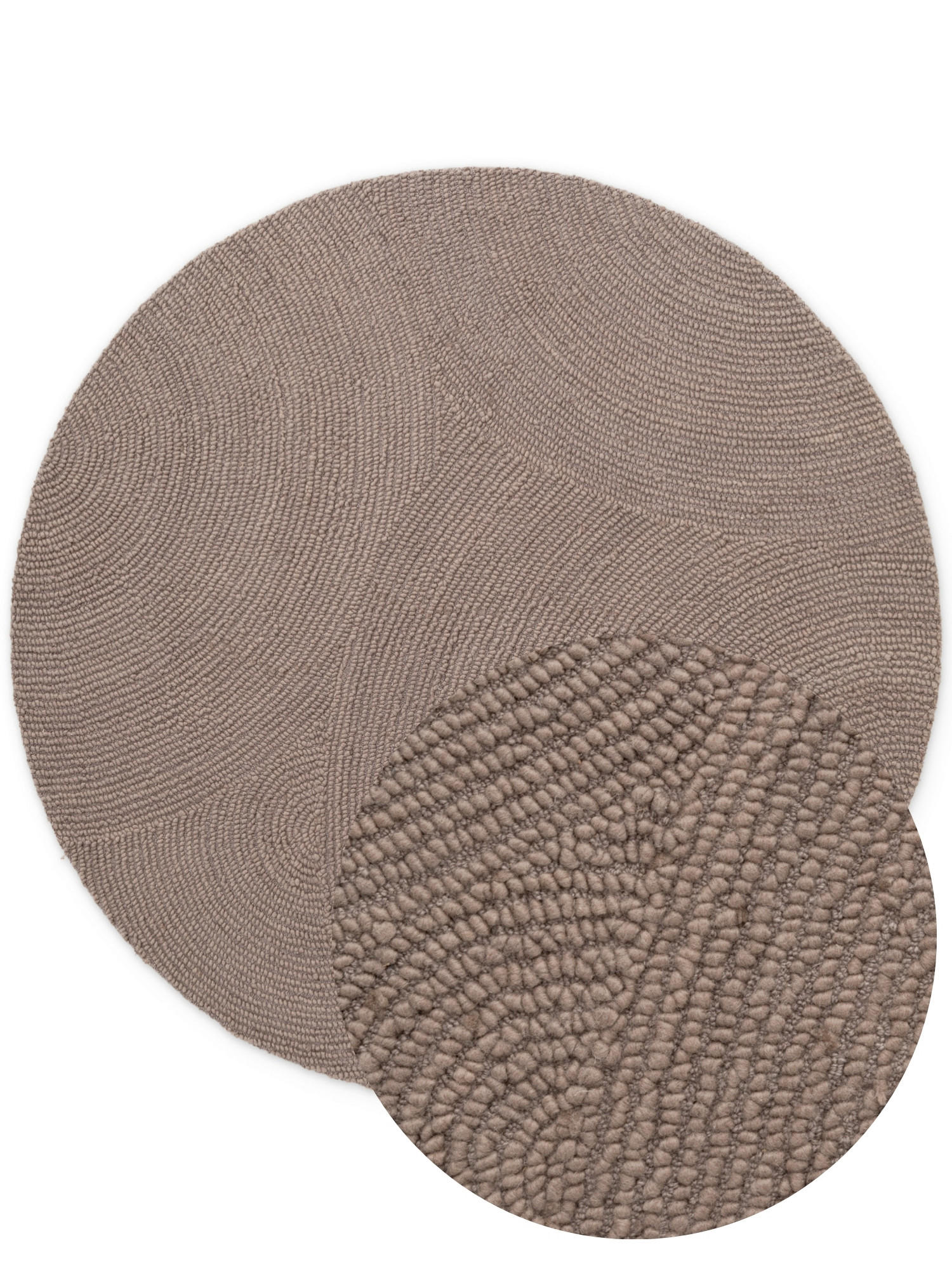 WOLLTEPPICH  Wohnzimmer 200 cm Calmio Taupe rund  - Taupe, Basics, Textil (200cm) - Hanse Home