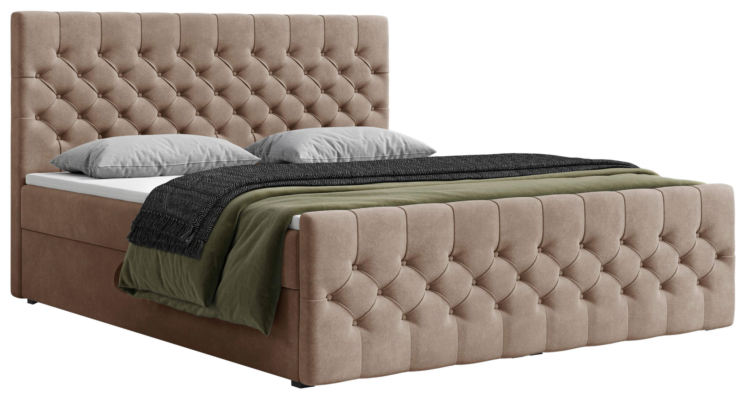 BOXBETT 180/200 cm  in Cappuccino  - Schwarz/Cappuccino, KONVENTIONELL, Holz/Textil (180/200cm) - Chameo