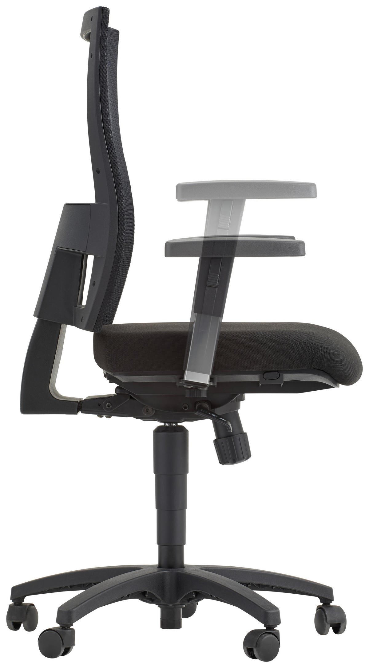 DREHSTUHL  in Netzbespannung, Mikrofaser Schwarz  - Schwarz, Design, Kunststoff/Textil (48/96-114/48cm) - Topstar