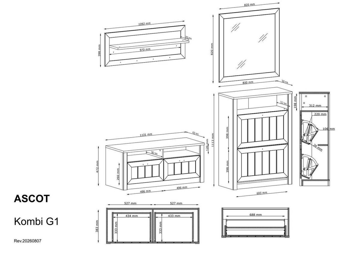 GARDEROBE 4-teilig  in 213/198/43 cm  - Grün, Design, Holzwerkstoff (213/198/43cm) - Modante