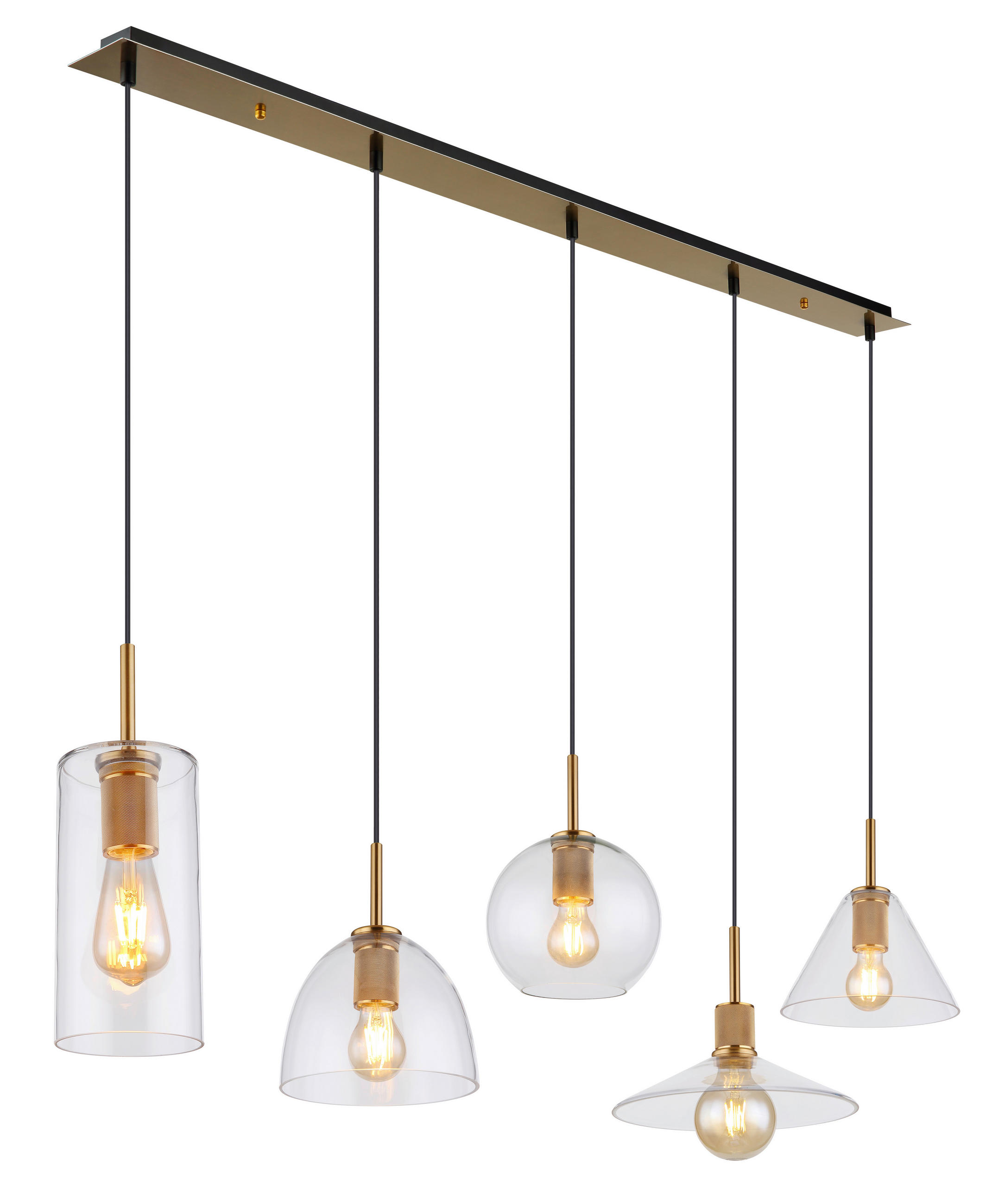 HÄNGLAMPA 137/28/120 cm   - klar/mässingsfärgad, Design, metall/glas (137/28/120cm) - Globo