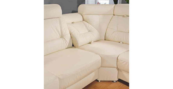WOHNLANDSCHAFT in Leder Weiß - Alufarben/Weiß, KONVENTIONELL, Leder/Metall (298/245cm) - Cantus