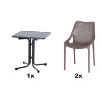 GARTENGARNITUR 3-teilig Stahl  - Taupe/Anthrazit, Basics, Kunststoff/Metall (70/81/70cm) - Siena Garden
