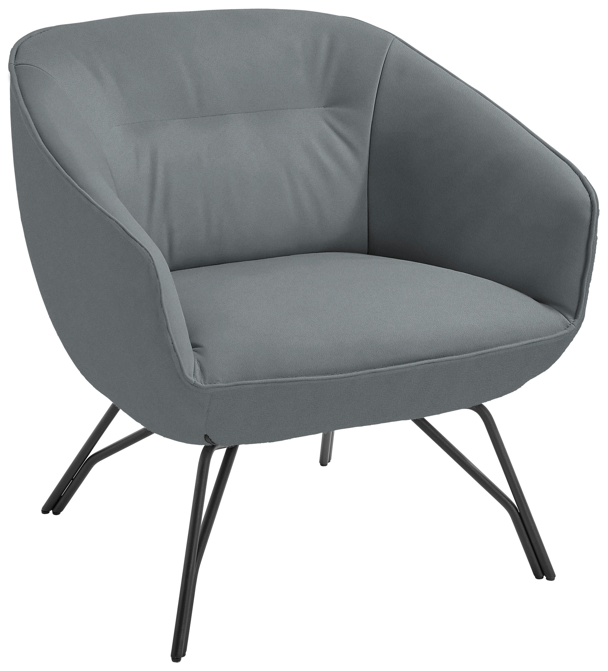 COCKTAILSESSEL in Echtleder Hellblau - Anthrazit/Hellblau, Design, Leder/Metall (76/80/73cm) - Joop!