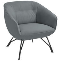 COCKTAILSESSEL in Echtleder Hellblau  - Anthrazit/Hellblau, Design, Leder/Metall (76/80/73cm) - Joop!