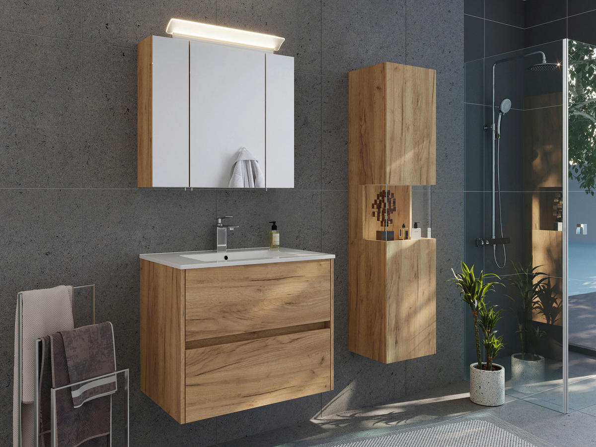 SPIEGELSCHRANK 75/62/17 cm  - Eichefarben, MODERN, Glas/Holzwerkstoff (75/62/17cm) - MID.YOU