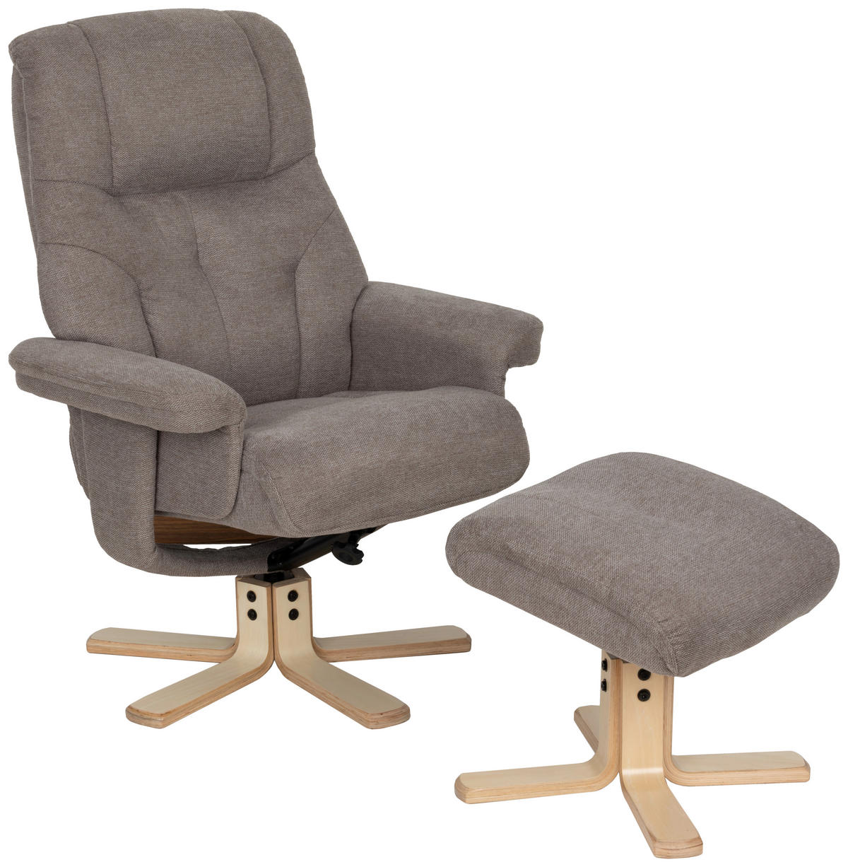 RELAXSESSELSET Webstoff    - Naturfarben/Grau, Design, Holz/Textil (80/109/79cm) - Livetastic