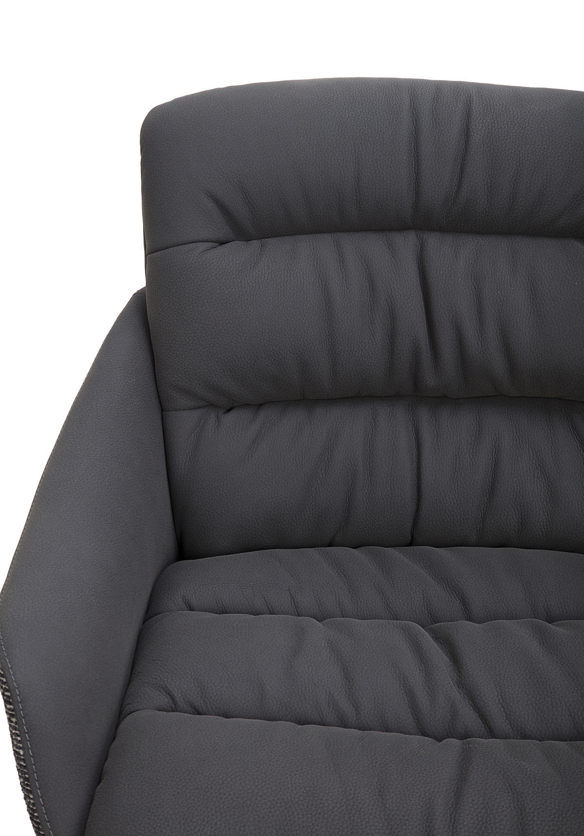 BARHOCKER Webstoff Echtleder Schwarz Stahl Sitzfläche 360° drehbar, inklusive Armlehnen, automatische Rückholfunktion  - Schwarz, Design, Leder/Textil (58/103/120/61cm) - Dieter Knoll