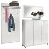 GARDEROBE 3-teilig  in 215/195/37 cm  - Weiss, Design, Glas/Holzwerkstoff (215/195/37cm)
