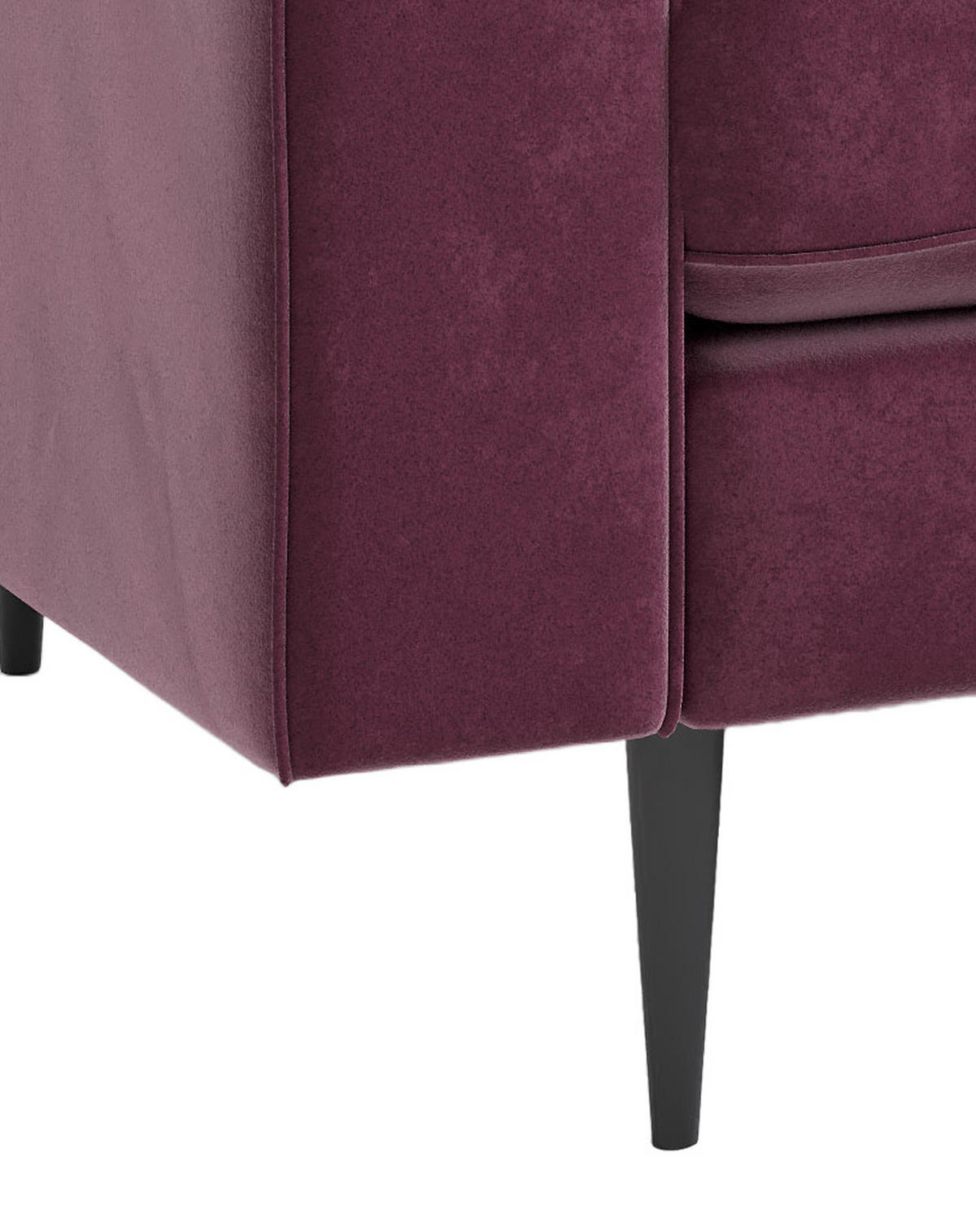 ECKSOFA in Samt Weinrot  - Edelstahlfarben/Weinrot, Design, Textil/Metall (205/259cm) - Livetastic