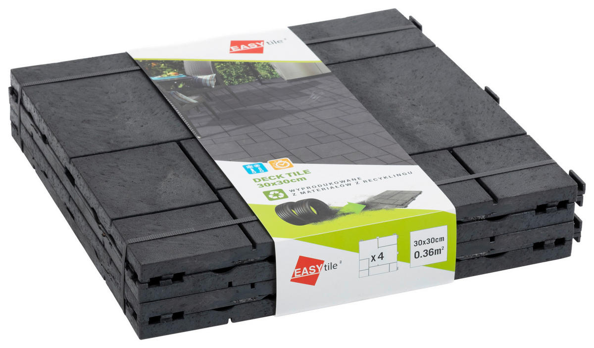 TERRASSENFLIESE GRAPHITE 30X30CM 6-ER SET  - Graphitfarben, MODERN, Kunststoff (31,8/31,8/8,3cm)