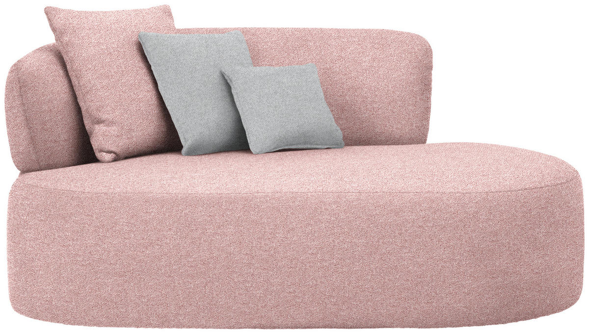 RÉCAMIERE in Flachgewebe Grau, Altrosa  - Schwarz/Altrosa, MODERN, Kunststoff/Textil (166/86/105cm) - Hom`in