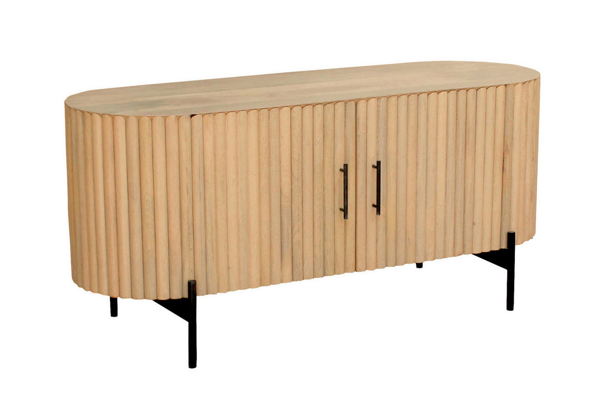 LOWBOARD  120/54/40 cm   - Schwarz/Naturfarben, Design, Holz/Metall (120/54/40cm) - MID.YOU