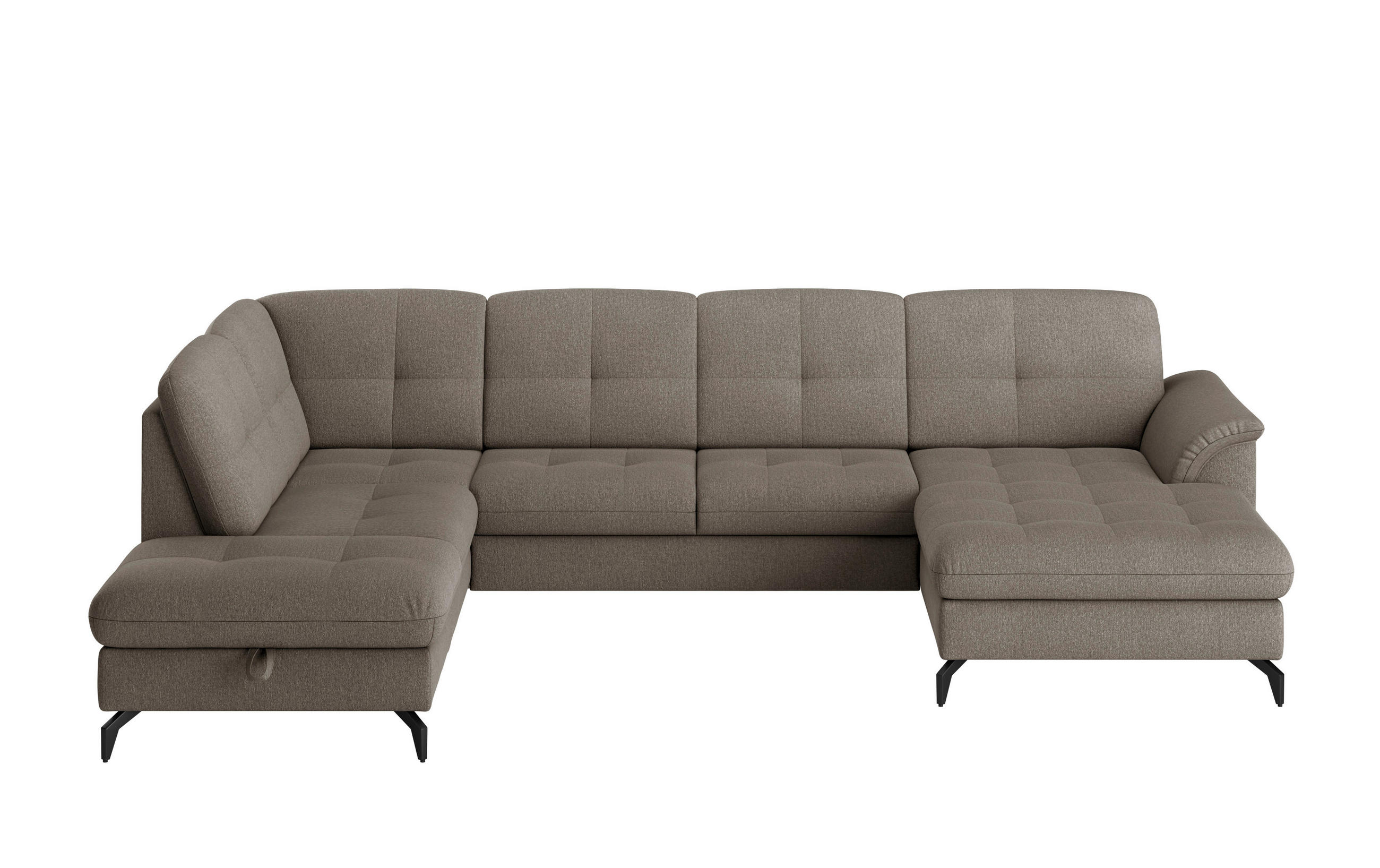 WOHNLANDSCHAFT in Flachgewebe Schlammfarben  - Schlammfarben/Schwarz, Modern, Textil/Metall (212/319/164cm) - Sit & More