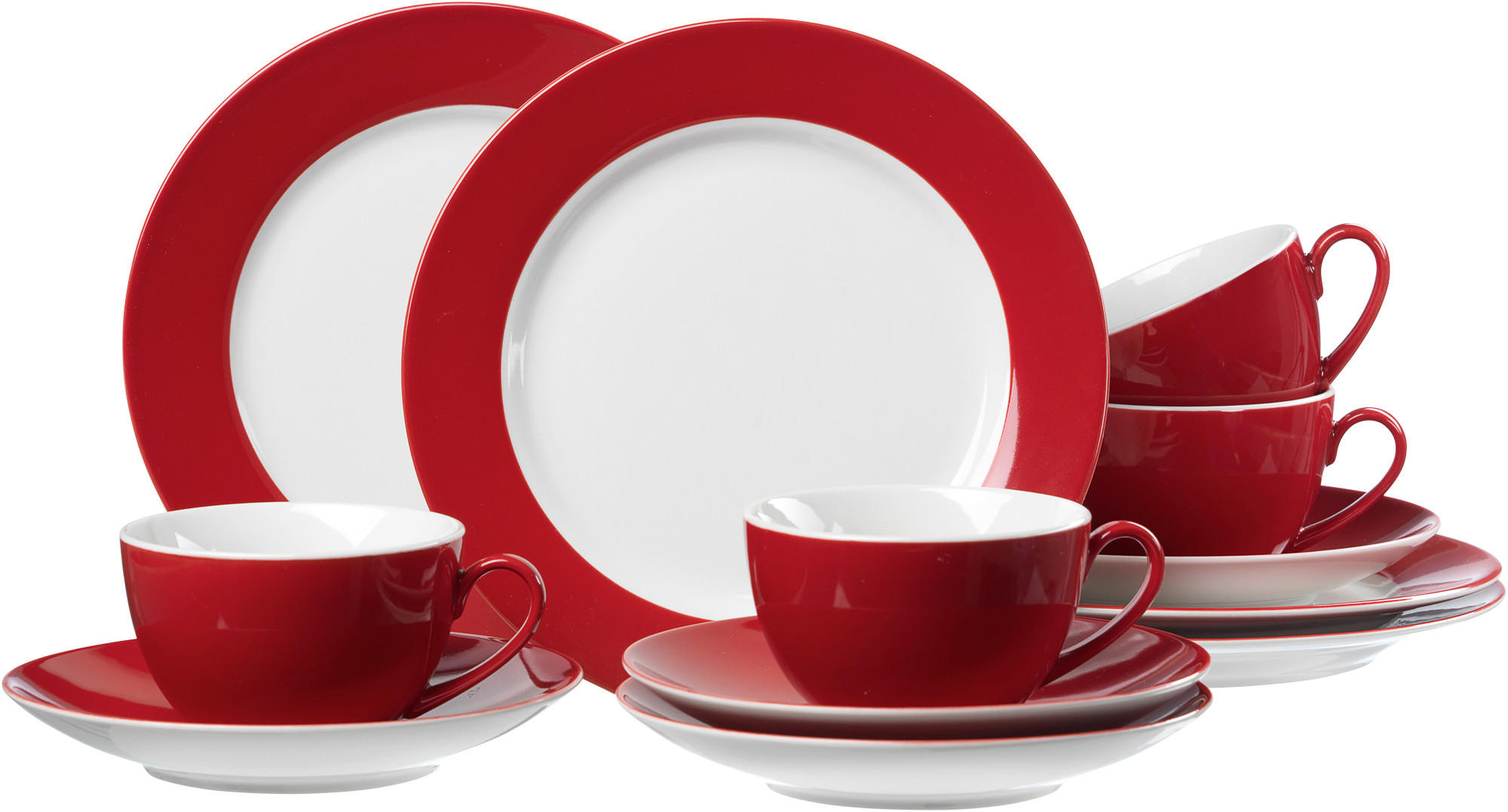 KAFFEESET 12-teilig  - Rot, Basics, Keramik (33/30/27cm) - Ritzenhoff Breker