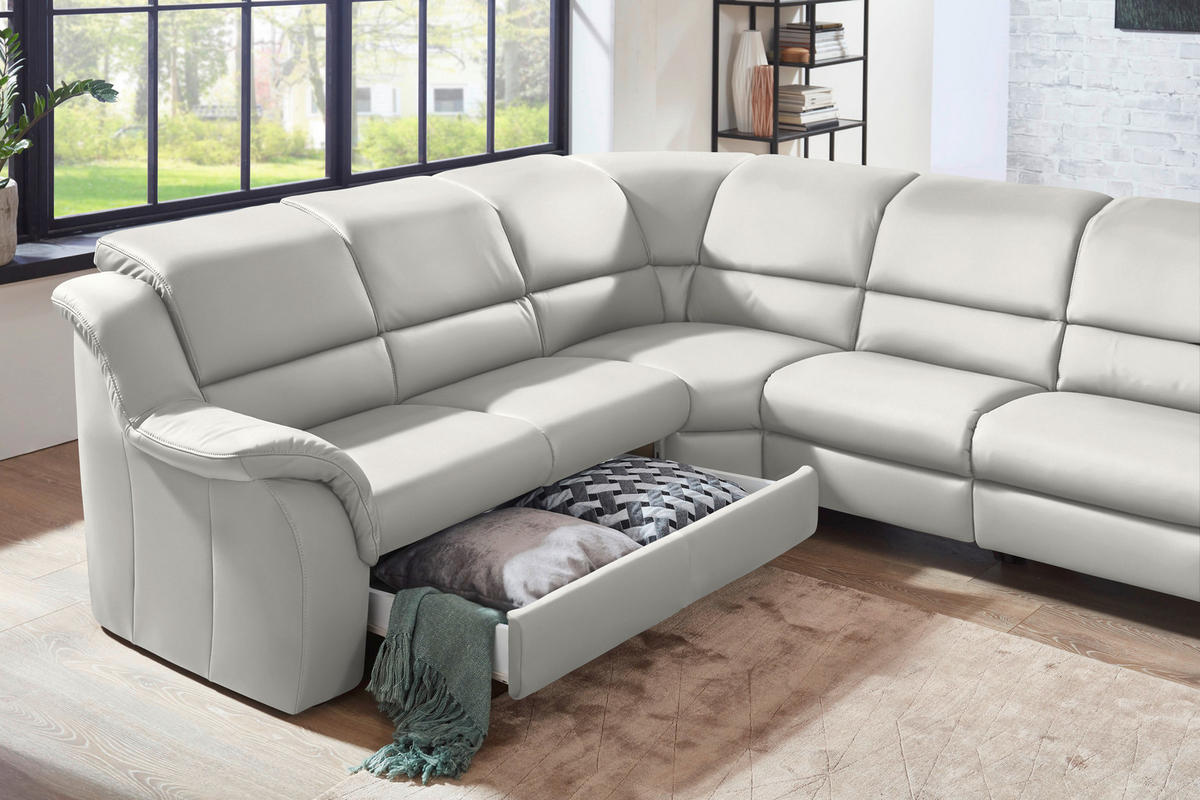 ECKSOFA  in Echtleder Weiß  260/324 cm  - Schwarz/Weiß, KONVENTIONELL, Leder/Kunststoff (260/324cm) - Cantus