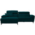 ECKSOFA in Velours Petrol 181/267 cm - Petrol/Schwarz, Design, Textil/Metall (181/267cm) - Carryhome