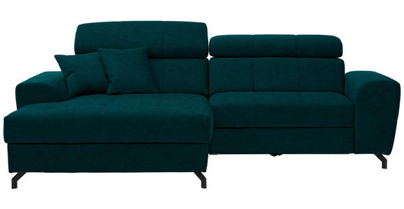 ECKSOFA in Velours Petrol 181/267 cm - Petrol/Schwarz, Design, Textil/Metall (181/267cm) - Carryhome