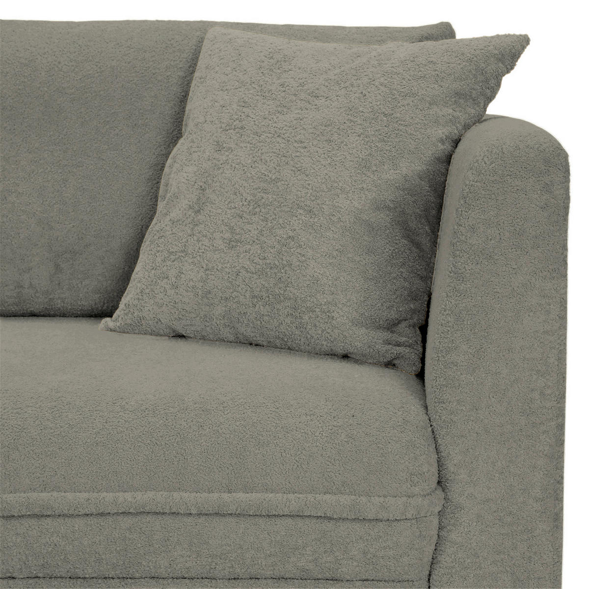 ECKSOFA Hellgrau Plüsch Zierkissen, Rückenkissen, Bettkasten, Schlaffunktion, Rücken echt, Liegefläche im Originalstoff  - Hellgrau/Schwarz, MODERN, Kunststoff/Textil (246/178cm) - Carryhome