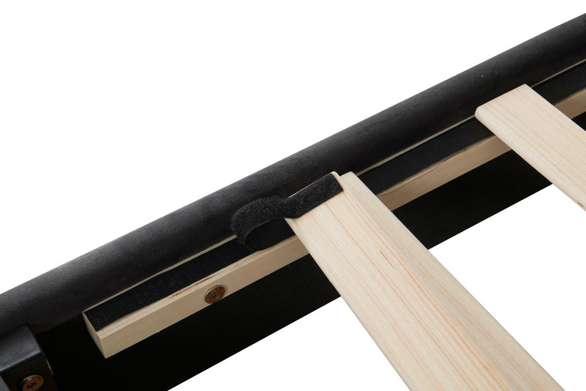 POLSTERBETT 140/200 cm,  in Dunkelgrau, gepolstertes Kopfteil, Lattenrost, Kopfteilbeleuchtung,  - Dunkelgrau/Schwarz, Design, Holz/Textil (140/200cm) - Boxxx