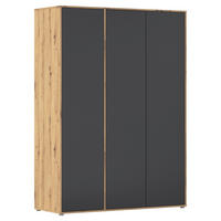 DREHTÜRENSCHRANK in Grau, Eiche Artisan  - Eiche Artisan/Grau, Modern, Holzwerkstoff (140/194/53cm) - Rauch Möbel