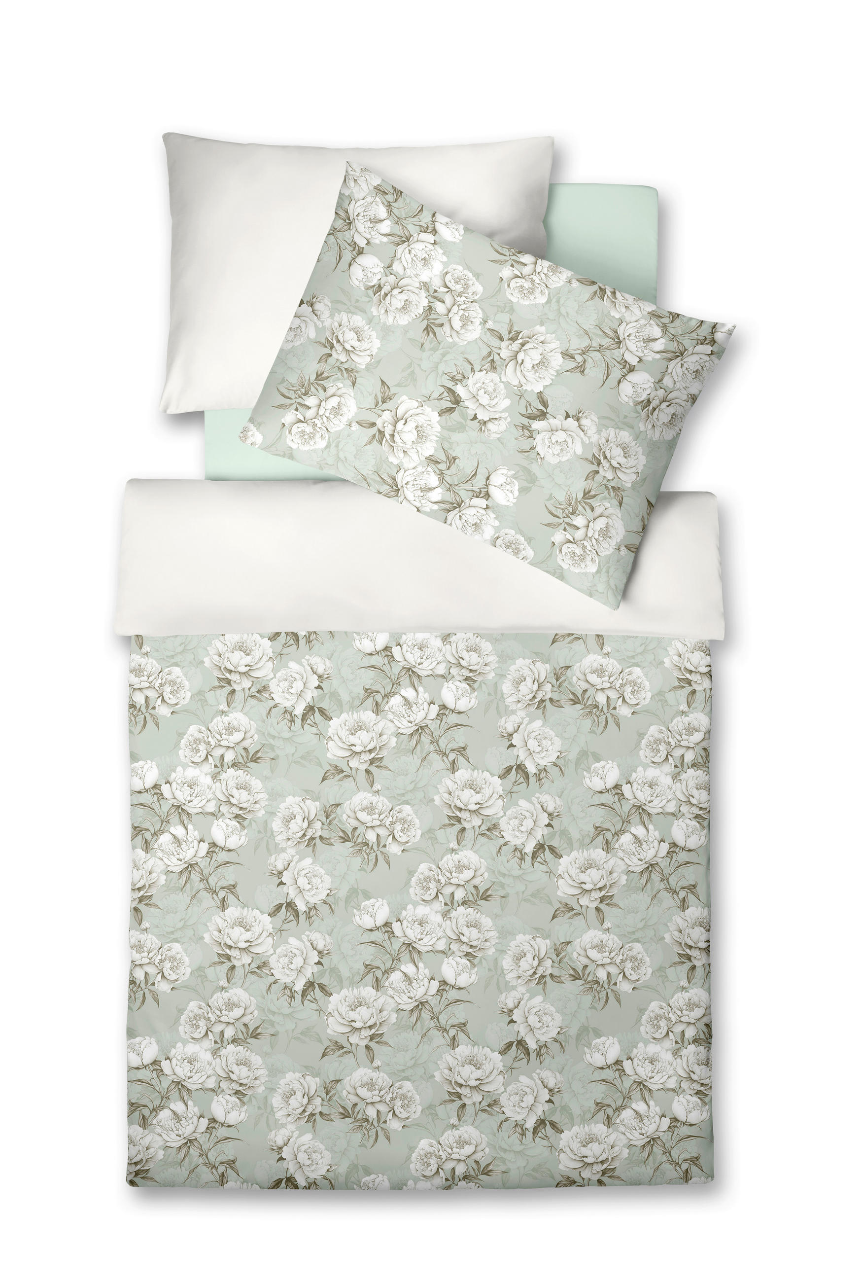 ÁGYNEMŰHUZAT-GARNITÚRA 140/200 cm  - zsályazöld/cappuccino, Basics, textil (140/200cm) - Fleuresse