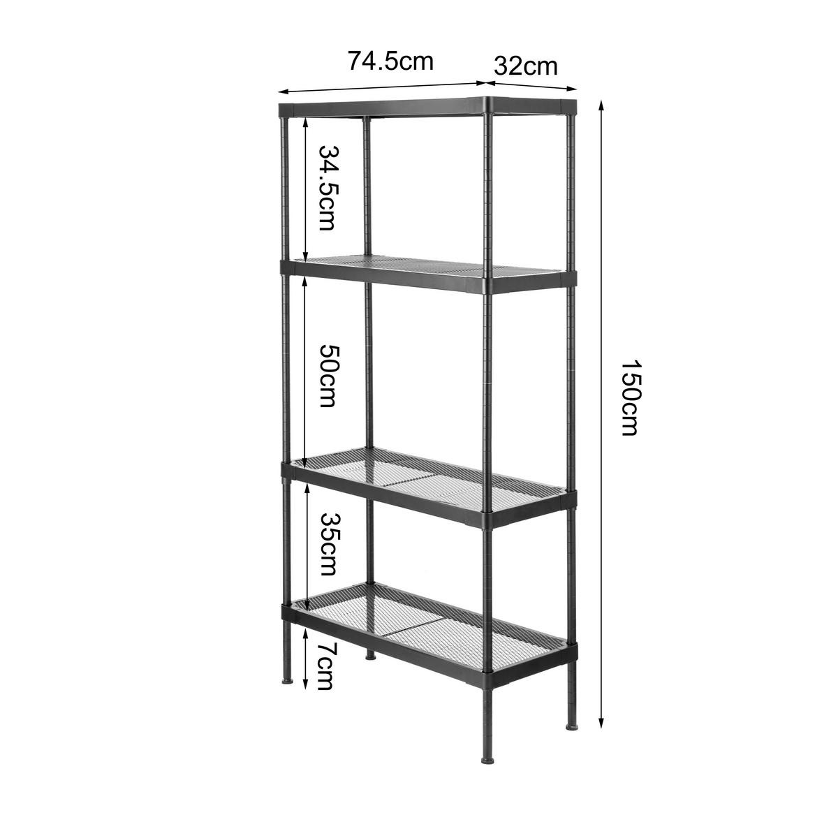 REGAL Schwarz  - Schwarz, Basics, Kunststoff/Metall (75/150/32cm) - Carryhome