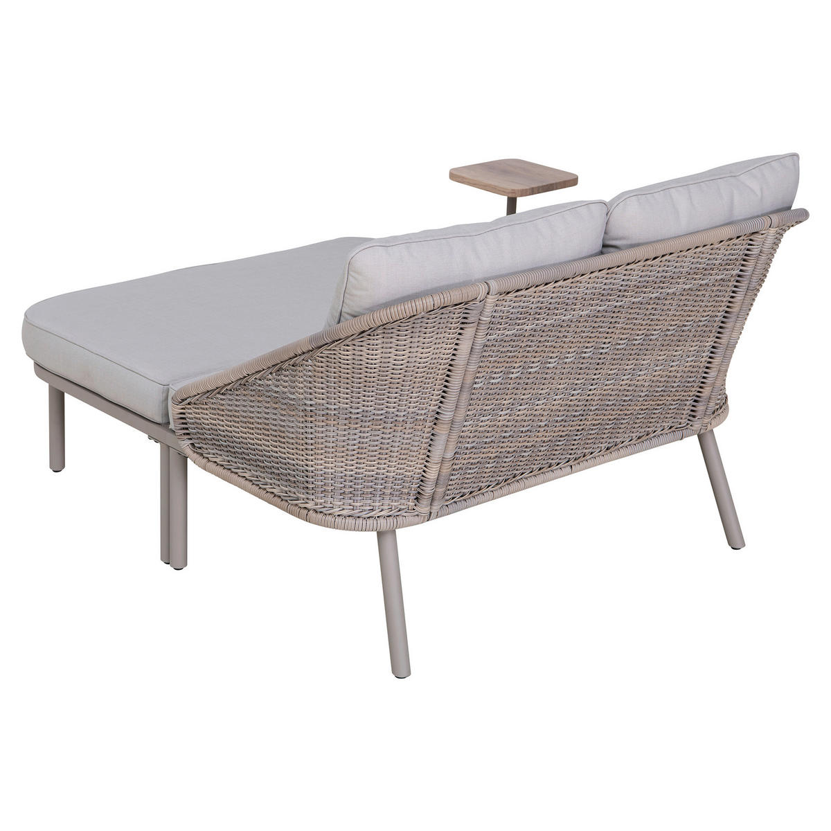 DOPPELLIEGE 142/82/128 cm Rattan  - Naturfarben/Grau, Basics, Holz/Kunststoff (142/82/128cm) - Modante