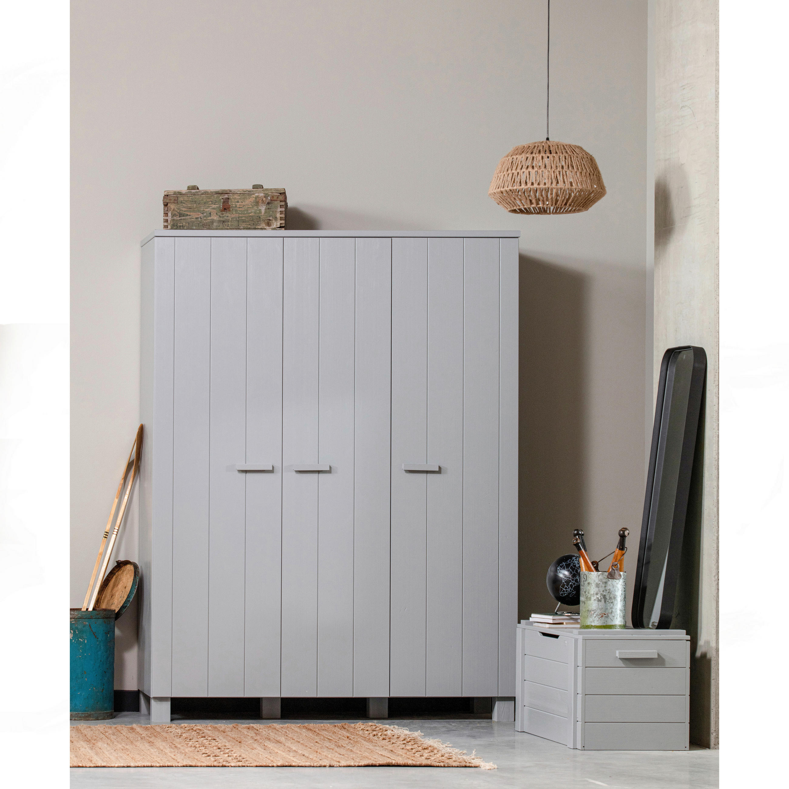 GARDEROBENSCHRANK 158/202/55 cm  - Grau, Design, Holz/Holzwerkstoff (158/202/55cm) - Livetastic