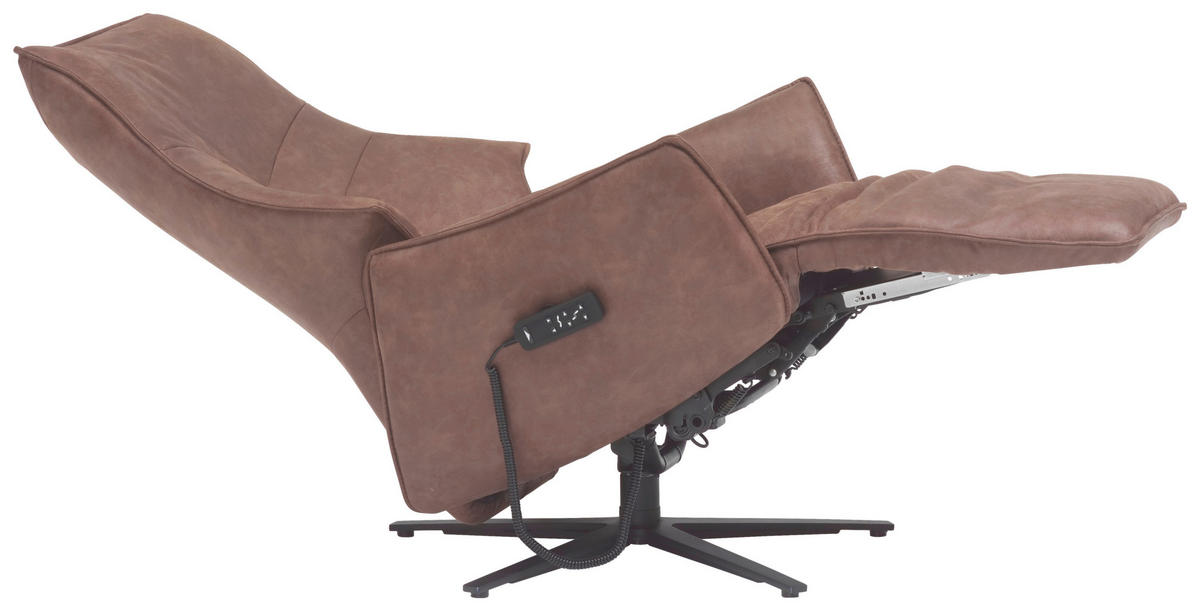 RELAXSESSEL Lederlook Kopfteilverstellung, Fußteilverstellung    - Anthrazit/Braun, Design, Textil/Metall (74/113/84cm) - Himolla