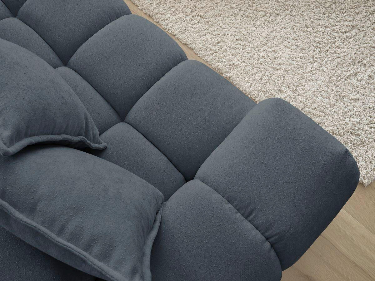ECKSOFA Ottomane rechts  EVEREST Dunkelblau Struktur  - Schwarz/Dunkelblau, MODERN, Kunststoff/Textil (352/210cm)