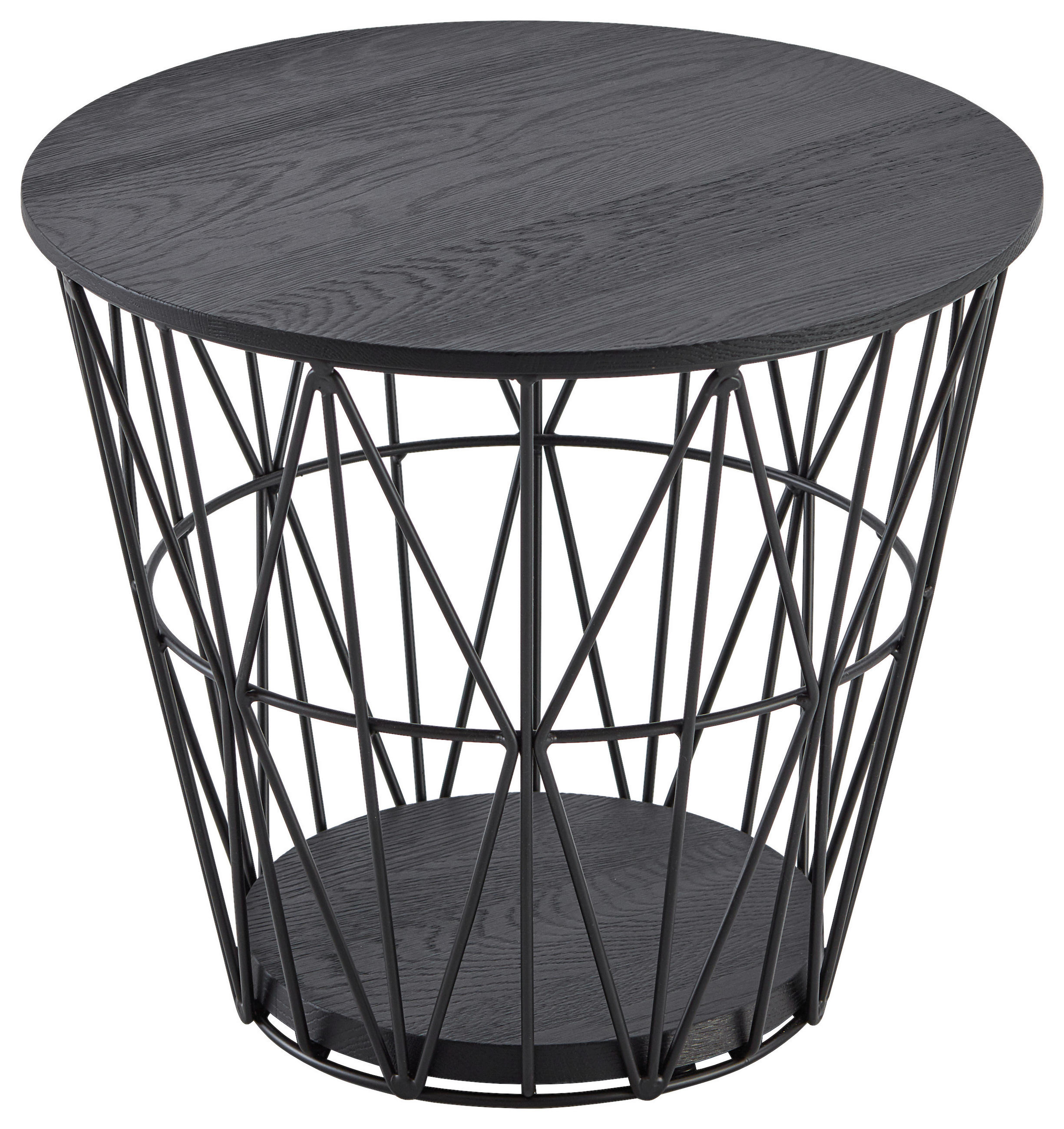 COUCHTISCH Kernesche vollmassiv 51/51/40 cm rund Anthrazit  - Anthrazit, Design, Holz/Metall (51/51/40cm)