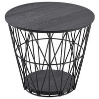 COUCHTISCH Kernesche vollmassiv 51/51/40 cm rund Anthrazit  - Anthrazit, Design, Holz/Metall (51/51/40cm)