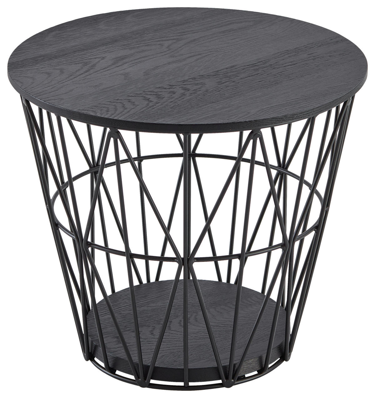 COUCHTISCH Kernesche vollmassiv 51/51/40 cm rund Anthrazit  - Anthrazit, Design, Holz/Metall (51/51/40cm)