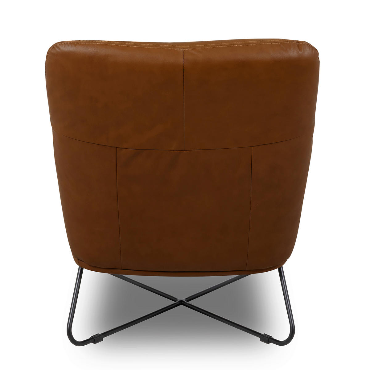 SESSELSET Echtleder Cognac  - Cognac/Kirschrot, Design, Leder/Metall (67/87/74cm) - Livetastic