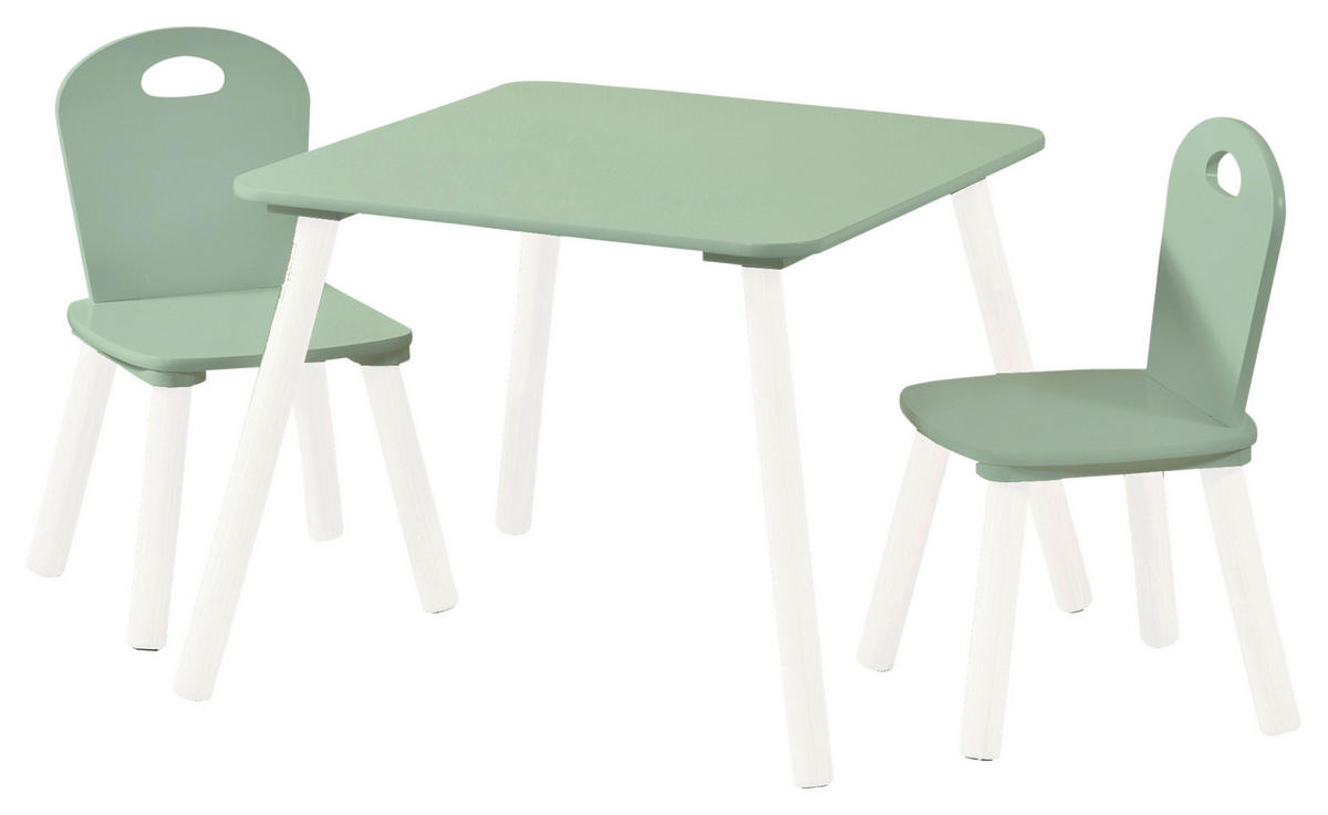 DETSKÁ SEDACIA ZOSTAVA biela, mätovozelená - biela/mätovozelená, Basics, kompozitné drevo (55/55/45cm) - Kesper