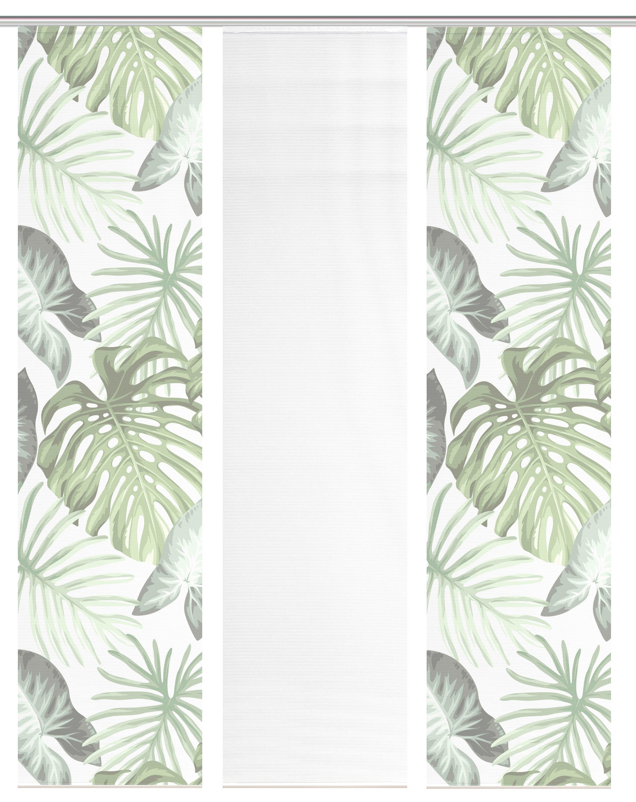 FLÄCHENVORHANG  3 Stück  blickdicht  60/260 cm   - Weiß/Grün, Natur, Textil (60/260cm)