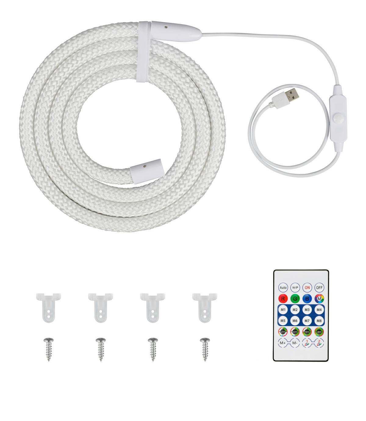 LED SZALAG 200 cm  - fehér, Basics, műanyag (200cm)