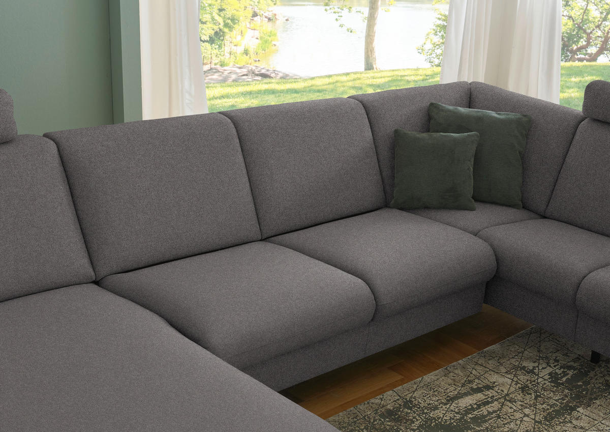 WOHNLANDSCHAFT Flachgewebe Dunkelbraun  - Dunkelbraun/Schwarz, Konventionell, Textil/Metall (170/307/190cm) - Beldomo Comfort