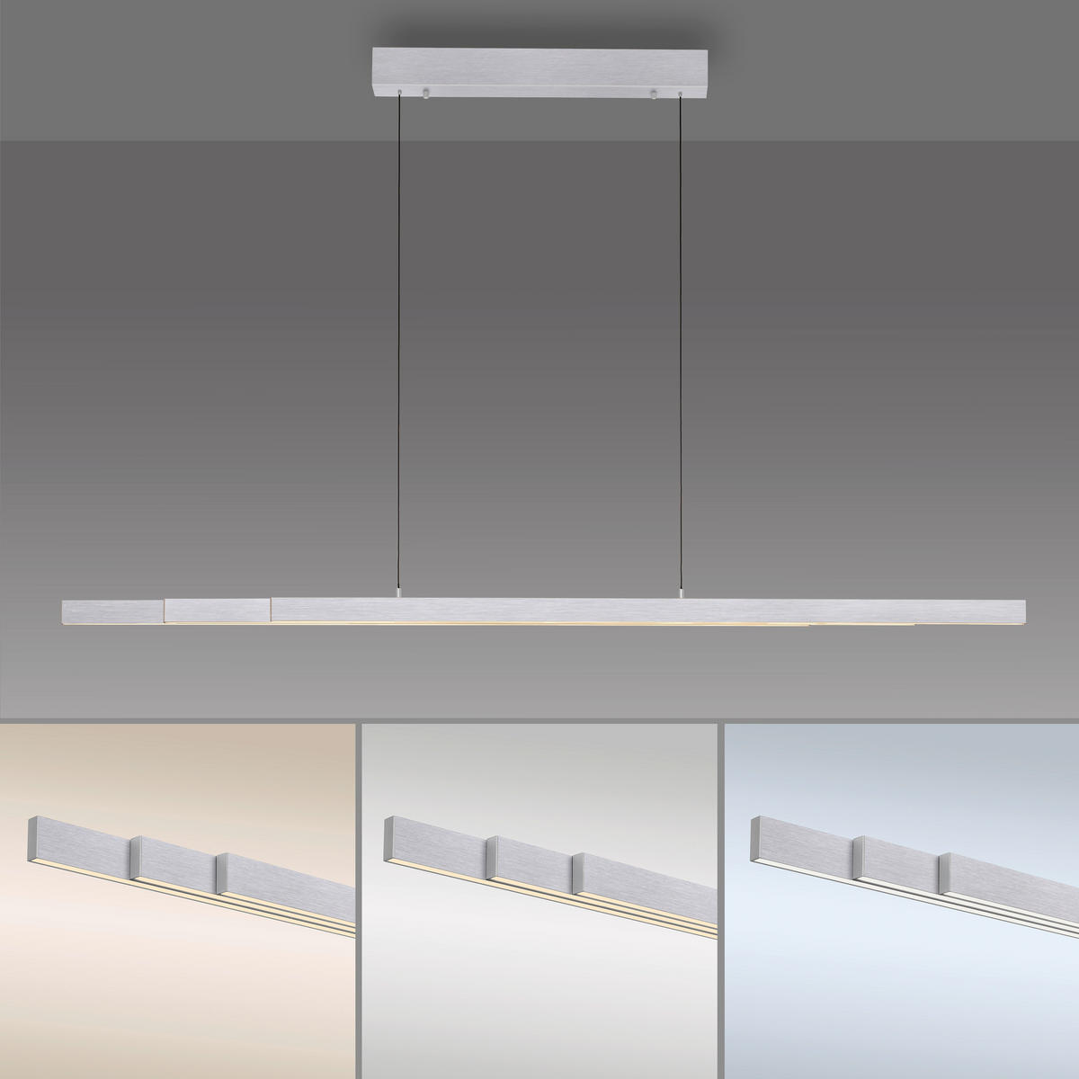 LED-HÄNGELEUCHTE 179/55/150 cm   - Alufarben, Design, Kunststoff/Metall (179/55/150cm) - Paul Neuhaus