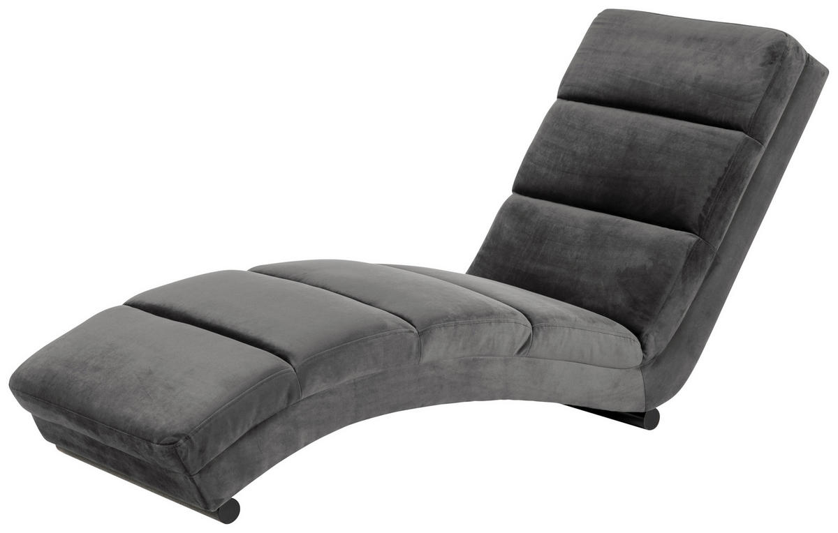 RELAXLIEGE Samt Dunkelgrau  - Dunkelgrau/Schwarz, Trend, Textil/Metall (60/82/170cm) - Carryhome